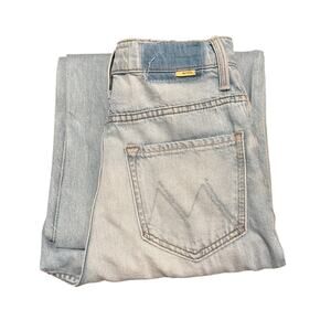 Mother High Waisted Spinner Zip Heel Ripped Off Light Denim Jean Size 24 NWT